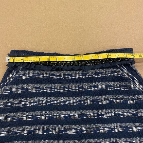 Ramy Brook Shawni Ruffle Chain Trim Metallic Stripe Tweed Mini Skirt Size 8 NWOT - Picture 10 of 11
